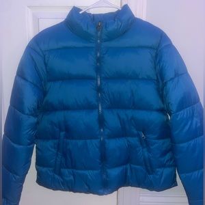 Blue puffer jacket